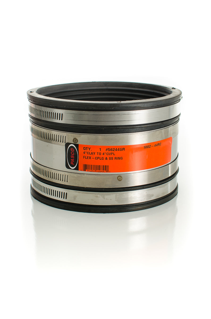 PASCO Pasco 56244SR Flexible Coupling 4 in Clay to Cast Iron/Plastic