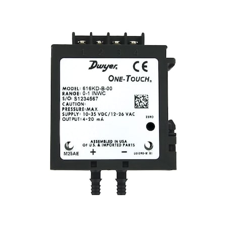 DWYER Dwyer 616KD-A-06-V Differential Pressure Transmitter 4-20 mA (0 to 20 in. w.c.)