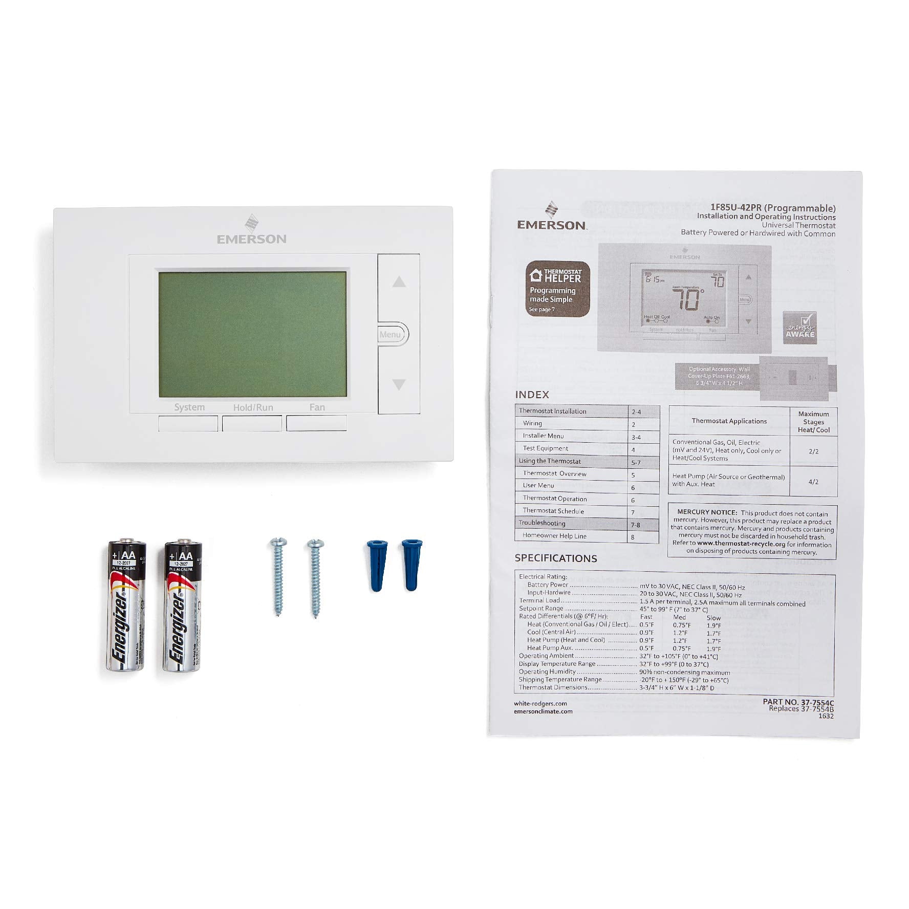 EMERSON CLIMATE TECHNOLOGIES Emerson Climate Technologies 1F85U-22PR Thermostat (1 Pack)
