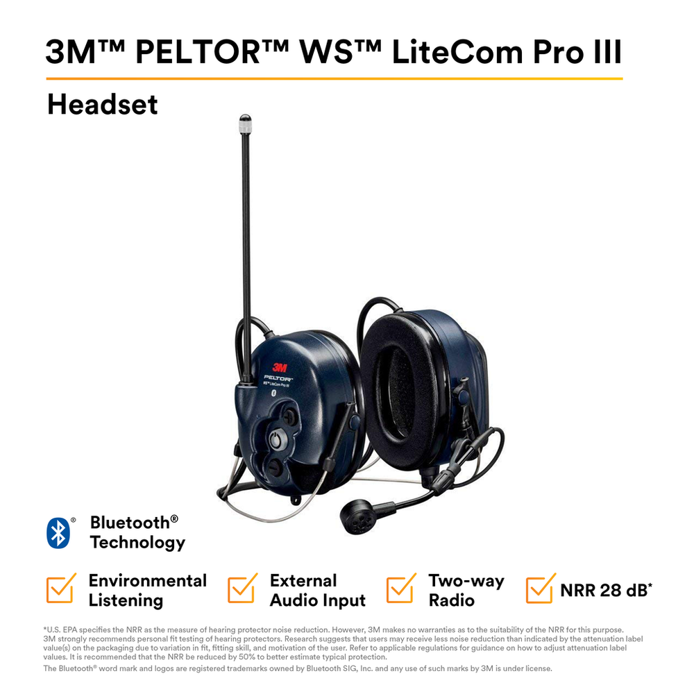 3M 3M 7100099581 Peltor WS LiteCom Pro III Neckband Headset (MT73H7B4D10-NA)
