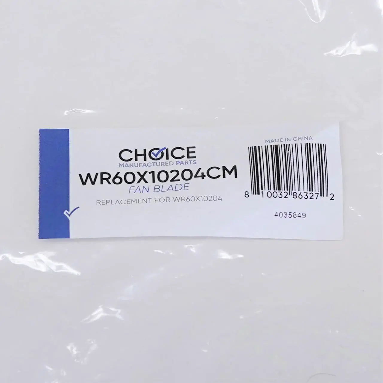 CHOICE MANUFACTURED PARTS Choice Manufactured Parts WR60X10204 Evaporator Fan Blade 1 W (4.5 Inch) AP3868989