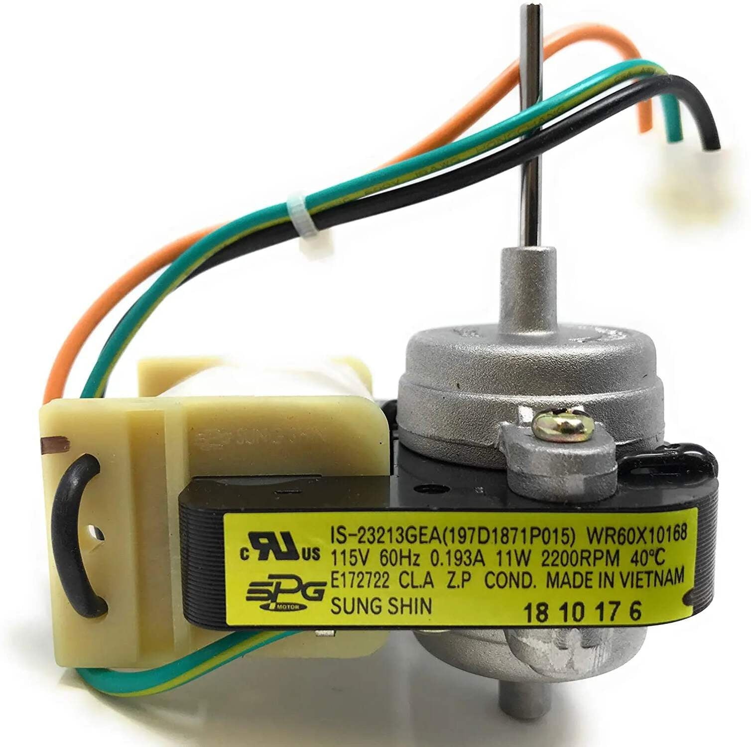 CHOICE MANUFACTURED PARTS Choice Manufactured Parts WR60X10168CM Refrigerator Condenser Fan Motor 11 W (1-3/4 inches shaft) replaces WR60X10168