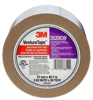 3M 3M 1087633 Venture Tape 3520CW Aluminum Foil Tape 72mm x 45.7m (16 Roll Case) 7100043750