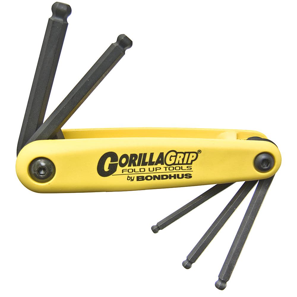 BONDHUS Bondhus 12894 GorillaGrip Ball End Fold-Up Set 5 pc 3/16-3/8 inches