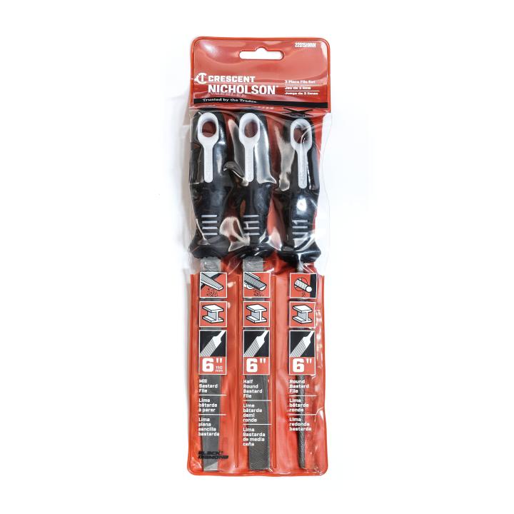 CRESCENT NICHOLSON Crescent Nicholson 22015HNNN File Set 6 in 3 Pc with Ergonomic Handles and Pouch