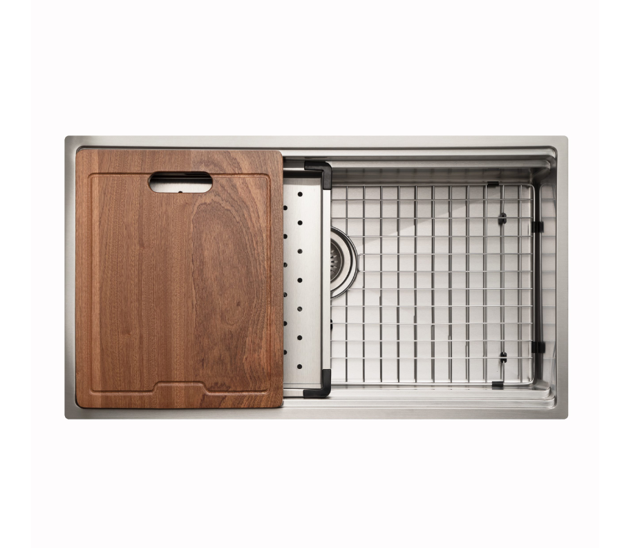 HAMAT Hamat REN-16-3218S Dual Level Undermount 16GA Stainless Steel Single Bowl Sink (9 inches Depth)
