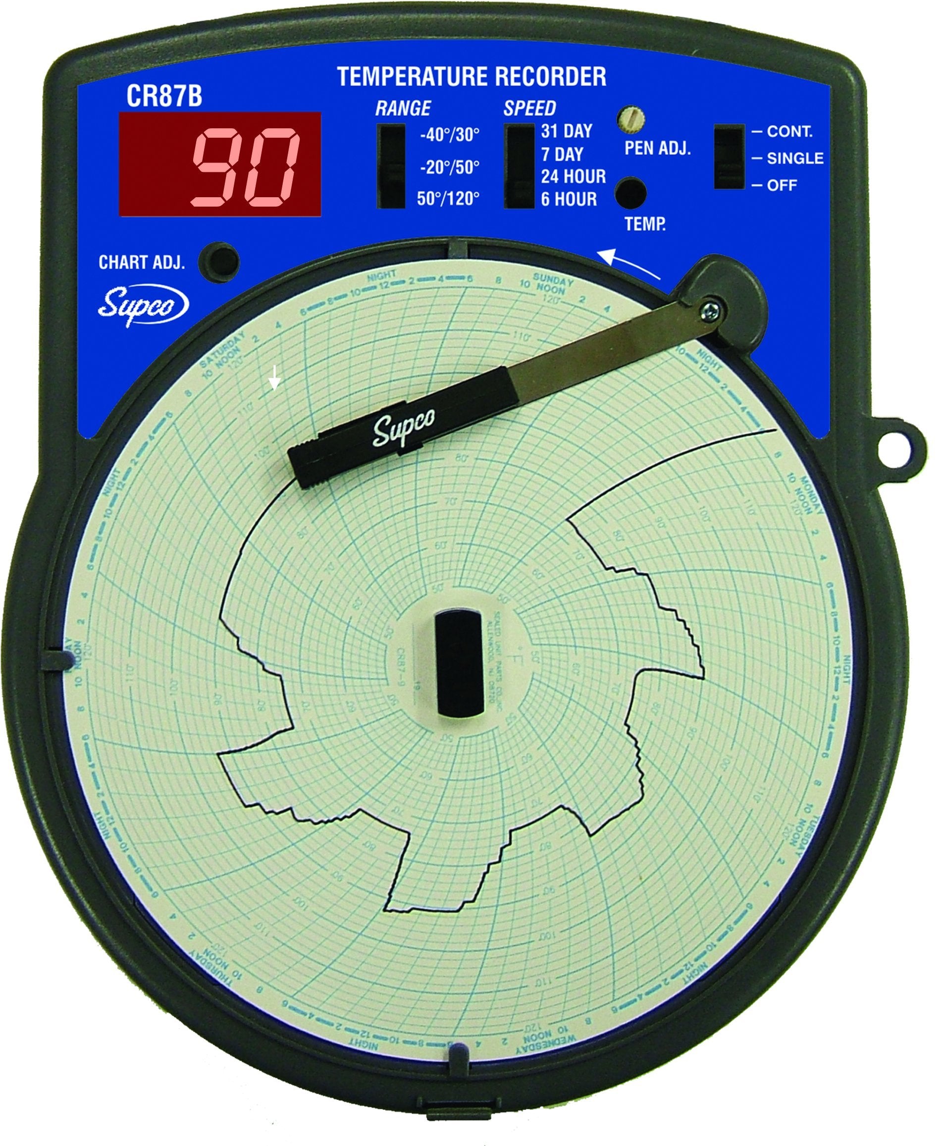 SUPCO Supco CR87BC Celsius Temperature Circular Chart Recorder 120 VAC (6 inches Chart Diameter)