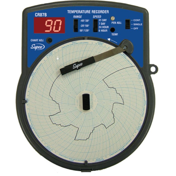SUPCO Supco CR87BC Celsius Temperature Circular Chart Recorder 120 VAC (6 inches Chart Diameter)