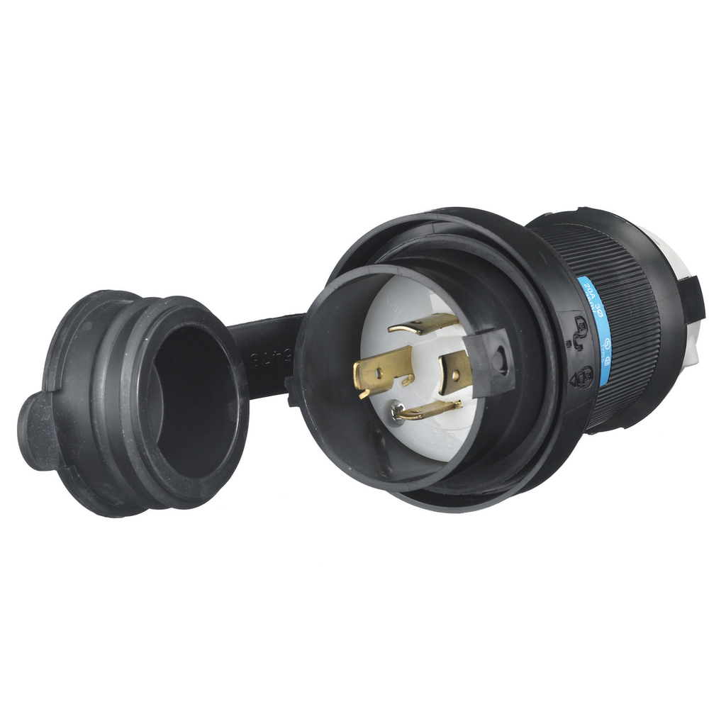 HUBBELL WIRING Hubbell Wiring HBL2421SW Twist-Lock Watertight Safety-Shroud Plug 20A 250V (3-Phase)