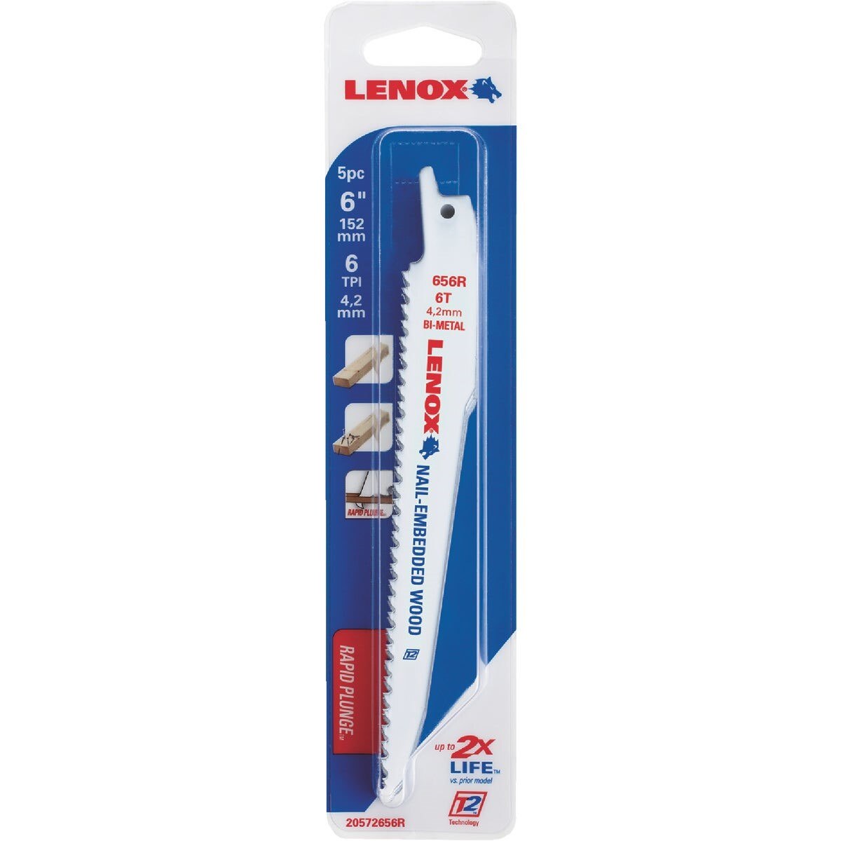 LENOX Lenox 20572656R 6 in 6 Tpi Wood Nails Recip Saw Blade 5-pack