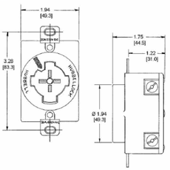 Hubbell HBL20403 30A 600V AC HUBBELLOCK Black Single Flush Receptacle