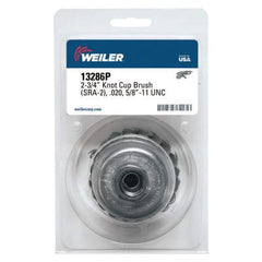 Weiler 13286P Single Row Heavy-Duty Knot Wire Cup Brush, 2 3/4 in Dia., 5/8-11 UNC, .020 Steel