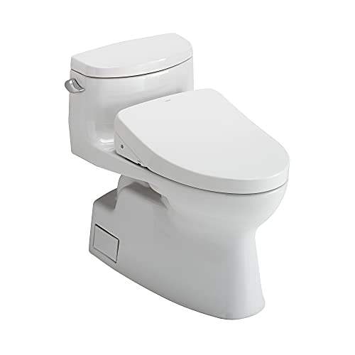 Toto MW6443046CEFG#01 Washlet+ Carolina II One-Piece Elongated 1.28 GPF Toilet and Washlet+ S500e Contemporary Bidet Seat Cotton White