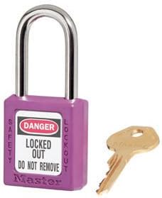 Master Lock 410PRP Purple Safety Lockout Padlock 1-1/2in Wide Thermoplastic Body