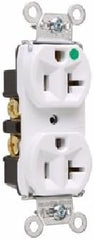 Pass & Seymour 8300HW Hospital Grade Corrosion Resistant Heavy-Duty Compact Design Duplex Receptacle 20 Amp 125 Volt AC NEMA 5-20R Auto Grounding White