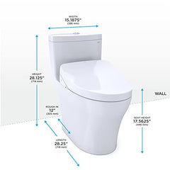 TOTO MW6463046CEMFGNA01 WASHLET+ Aquia IV One-Piece Elongated Dual Flush 1.28 and 0.9 GPF Toilet with Auto Flush S500e Bidet Seat