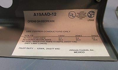 Johnson Controls A19AAD-12 Temperature Control HVAC Replacement Parts