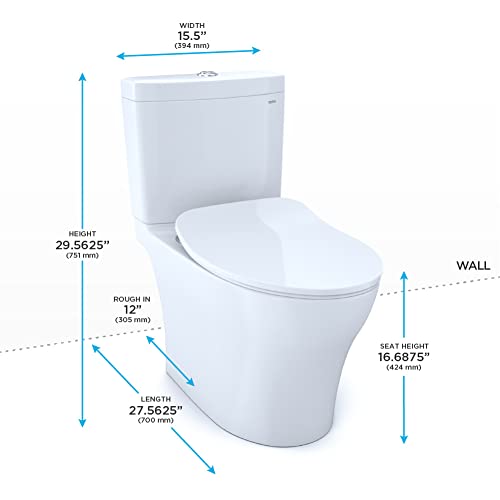 TOTO MS446234CEMFGN#01 Aquia IV Two-Piece Dual Flush 1.28 and 0.9 GPF Toilet Cotton White