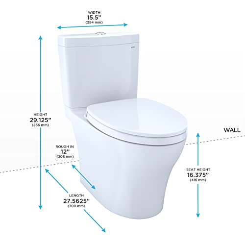 TOTO MS446234CEMGN#01 Aquia IV Two-Piece Elongated Dual Flush Toilet 1.28 and 0.9 GPF Cotton White