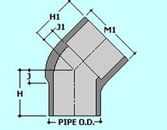 Spears 827-060 PVC Schedule 80 45-Degree Street Elbows Spigot and Socket 6-Inch