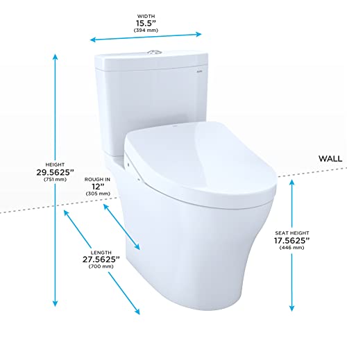 TOTO MW4463046CEMFGNA#01 Washlet+ Aquia IV Dual Flush Toilet with Auto Flush S500e Bidet Seat