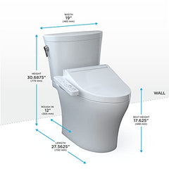 TOTO MW4483074CEMFGN#01 Aquia IV Arc 0.9/1.28 GPF Dual Flush Elongated Comfort Height Toilet Cotton White C2 Washlet Seat Included