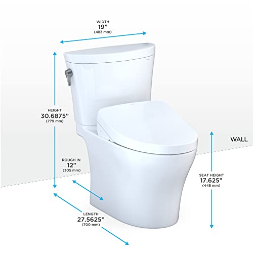 TOTO MW4483046CEMFGNA#01 WASHLET+ Aquia IV Arc Two-Piece Elongated Dual Flush 1.28 and 0.9 GPF Toilet with Auto Flush S500e Bidet Seat Cotton White