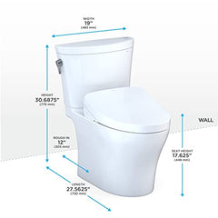 TOTO MW4483056CEMFGNA#01 Washlet+ Aquia IV Arc Two-Piece Elongated Dual Flush 1.28 and 0.9 GPF Toilet with Auto Flush S550e Bidet Seat, Cotton White