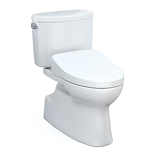 Toto MW4743056CEFGA#01 Washlet+ Vespin II Two-Piece Elongated 1.28 GPF Toilet with Auto Flush Washlet+ S550e Contemporary Bidet Seat, Cotton White