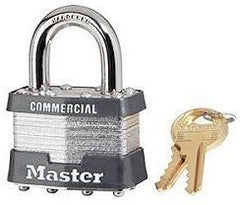 Master Lock 1KA-2004 No. 1 Laminated Steel Padlock Keyed Alike 5/16 inch Diameter 3/4 inch Width 15/16 inch Height Shackle