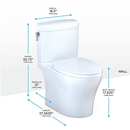 TOTO MS436124CEMFGN#01 Aquia IV Cube Two-Piece Dual Flush 0.9 and 1.28 GPF ADA Comfort Height Toilet