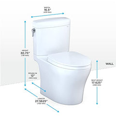 TOTO MS436124CEMFGN#01 Aquia IV Cube Two-Piece Dual Flush 0.9 and 1.28 GPF ADA Comfort Height Toilet