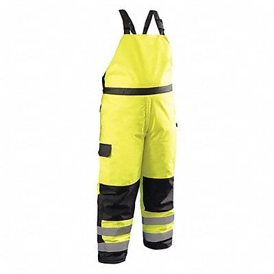 OccuNomix LUX-WBIB-YXL Class E High Visibility Winter Bib Pants Yellow with Black/Silver Reflective Tape X-Large