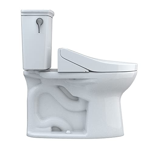 Toto MW7863084CEG#01 Drake Transitional Washlet+ Two-Piece Elongated 1.28 GPF Tornado Flush Toilet with C5 Bidet Seat, Cotton White