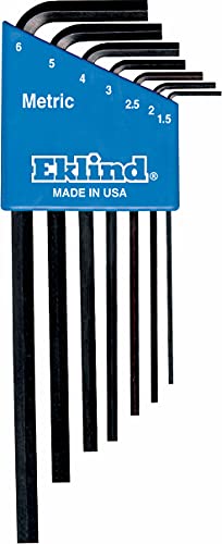 Eklind Tool 10607 Hex-L Key Allen Wrench - 7pc Set Metric MM Sizes 1.5-6 Long Series