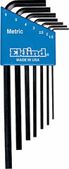 Eklind Tool 10607 Hex-L Key Allen Wrench - 7pc Set Metric MM Sizes 1.5-6 Long Series