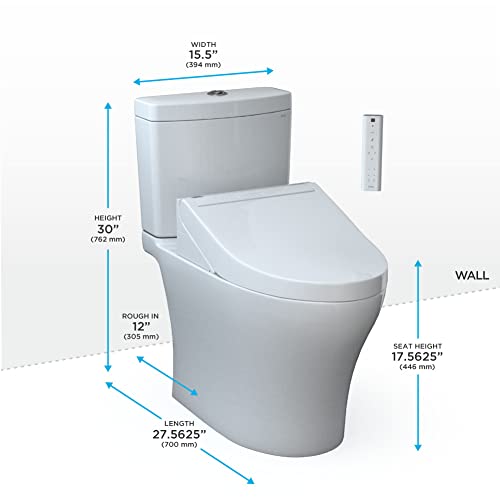 TOTO MW4463084CEMFGN#01 Aquia IV Dual Flush Elongated Toilet with C5 Washlet Seat Cotton White