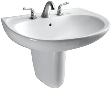 Toto LHT241.4G#01 Supreme Oval Wall-Mount Bathroom Sink with CeFiONtect and Shroud for 4 Inch Center Faucets Cotton White