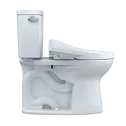 Toto MW7763074CSFG#01 Drake WASHLET+ Two-Piece Elongated 1.6 GPF Universal Height Tornado Flush Toilet with C2 Bidet Seat Cotton White