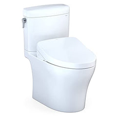 TOTO MW4363046CEMFGN#01 WASHLET+ Aquia IV Cube Two-Piece Elongated Dual Flush 1.28 and 0.9 GPF Toilet with S500e Bidet Seat Cotton White