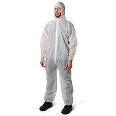 KleenGuard 67309 Coveralls Hooded Zip Front White Large Qty 50