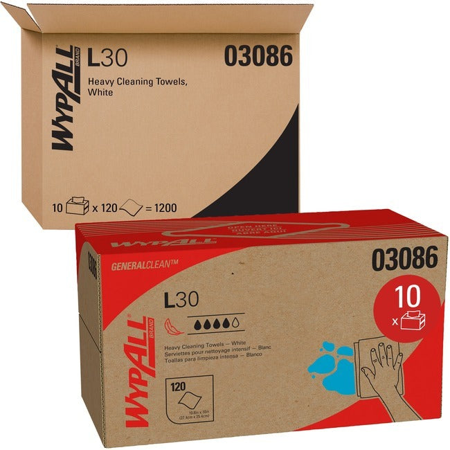 KIMBERLY-CLARK Kimberly-Clark KCC03086 L30 Wipers 10 x 9 120 per box 10 boxes per carton