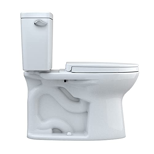 TOTO MS776124CSG#01 Drake Two-Piece Elongated 1.6 GPF TORNADO FLUSH Toilet With CEFIONTECT And SoftClose Seat, WASHLET+ Ready, Cotton White