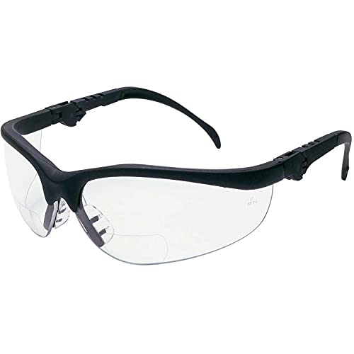 MCR Safety K3H20 Klondike Magnifier Safety Glasses 2.0 Diopter Black Frame Clear Lens