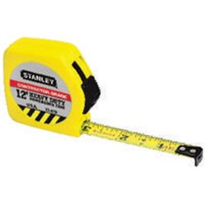 Stanley 33-272 Powerlock Tape Rules 1/2 in Wide Blade 12 ft x 1/2 in Inch/Decimal Single Sided Silver/Yellow