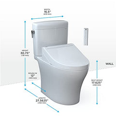 Toto MW4363084CEMFGN#01 Aquia IV Cube Dual Flush Toilet 1.28 and 0.9 GPF Cotton White C5 Washlet Seat