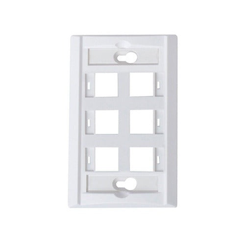 WIREPATH Wirepath PLATE-ID-6-WH 6-port Keystone Faceplate