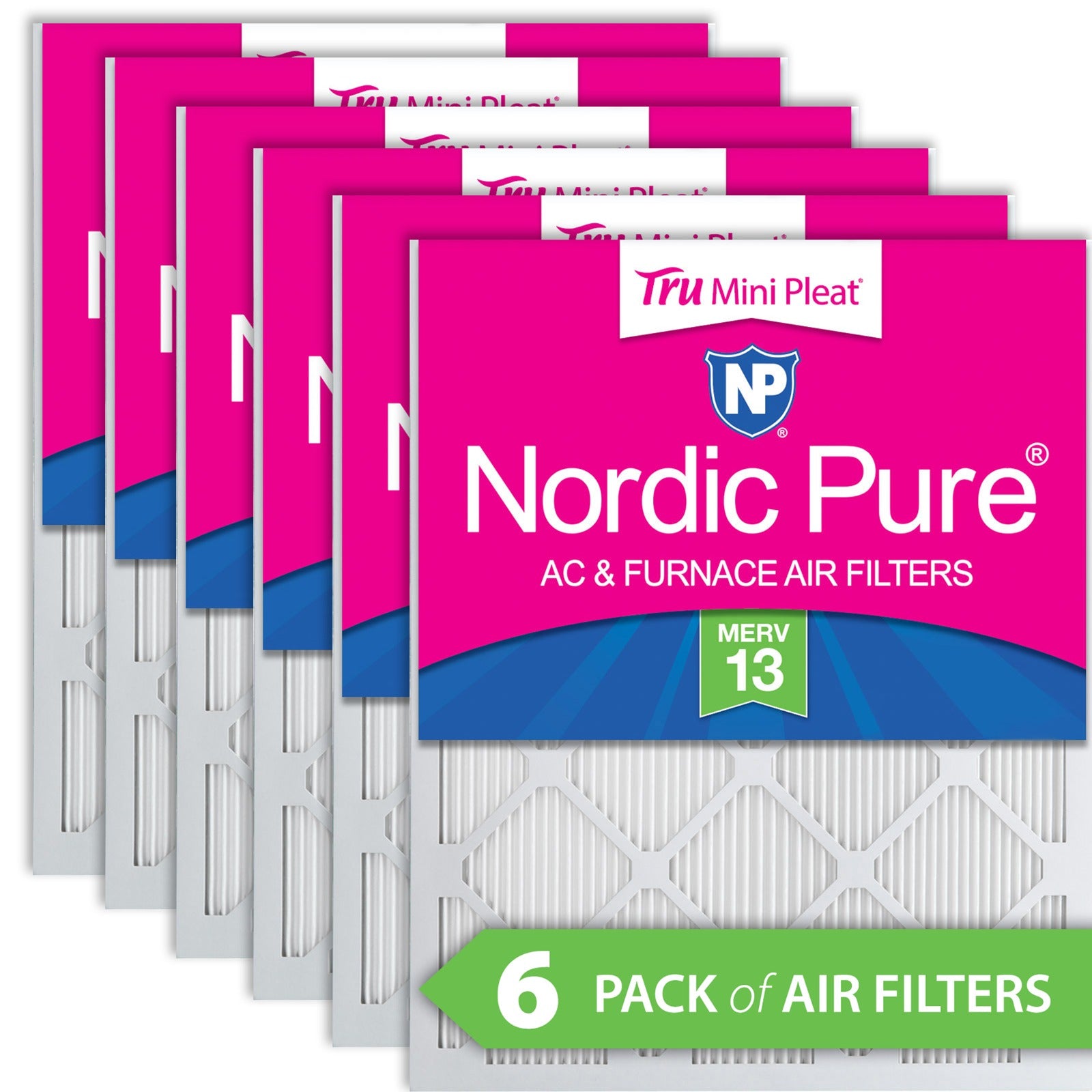 NORDIC PURE Nordic Pure 12x20x1M13MiniPleat-6 Merv 13 Mini Pleat Filter 6pk