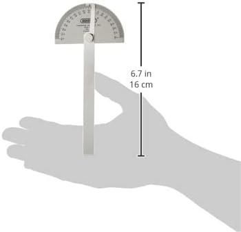 General Tools 18 Round Head Stainless Steel Protractor, 0 to 180 Degrees, 6-Inch Arm