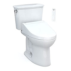 Toto MW7863084CEG#01 Drake Transitional Washlet+ Two-Piece Elongated 1.28 GPF Tornado Flush Toilet with C5 Bidet Seat, Cotton White